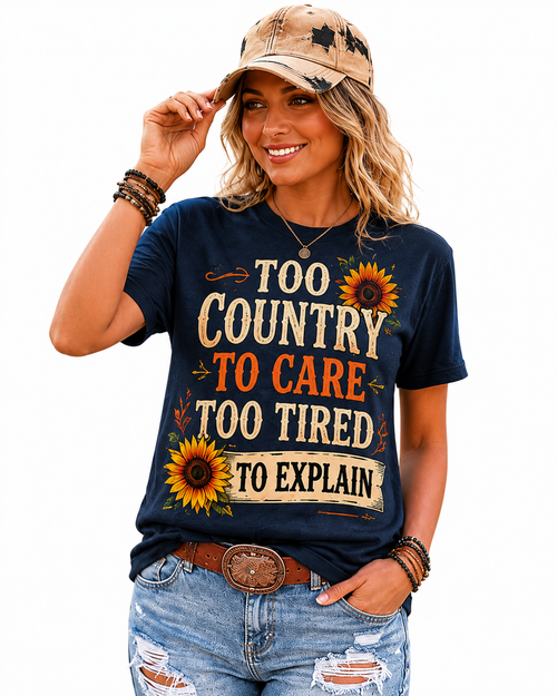 To Country To Care Too Tired Girls T-Shirt