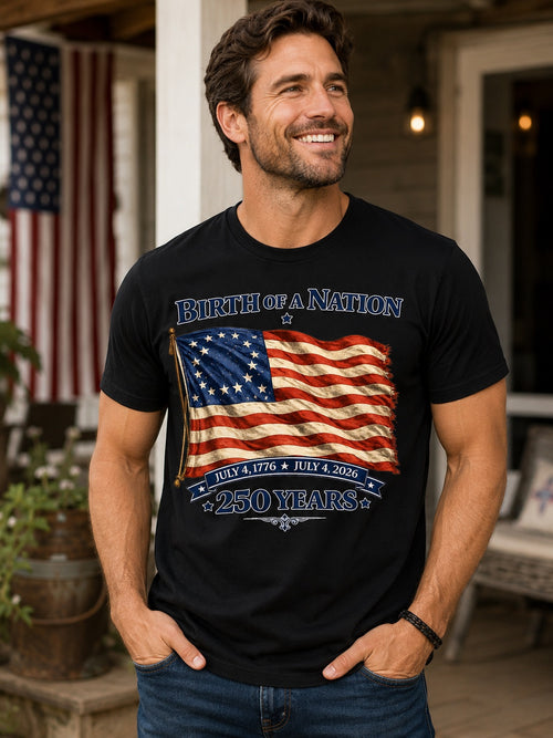 Birth Of Nation 250 Year American Flag Men's T-Shirt