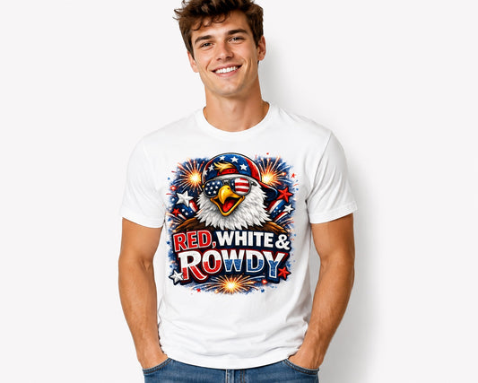 Red & White  Rowdy Men's T-Shirt